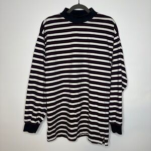 Vintage Wrangler Rugged Wear Striped Long Sleeve Mock Neck Tee Size Large